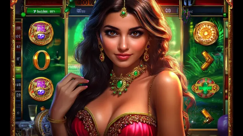 A blonde woman in a red top holds a handgun next to a smartphone displaying a live action-themed casino game with coins featuring a snake symbol.